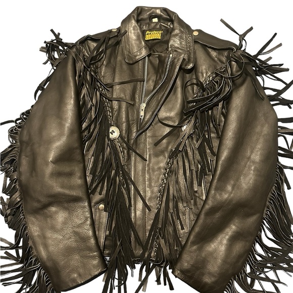 Vintage Protech Leather Apparel Black Biker Motorcycle Jacket Medium size 40 - Picture 13 of 16